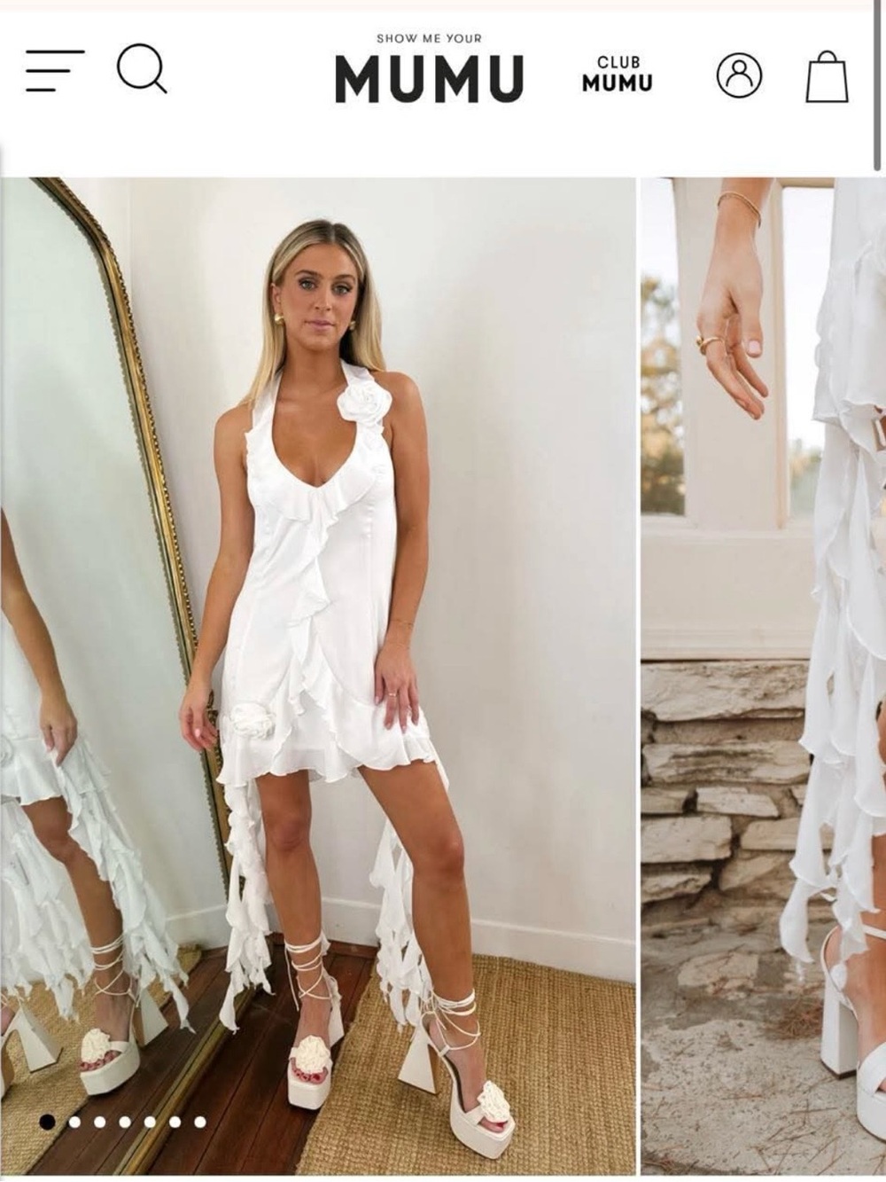 Show Me Your MuMu White Ruffle Halter Mini Dress